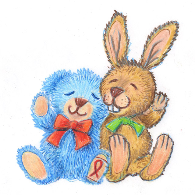 Illustrationen eines Solibären und eines Hasen